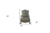 34" Bone Faux Leather Arm Chair